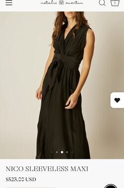 Natalie Martin Nico Sleeveless Silk Black Wrap Maxi Dress M Boho Minimalist